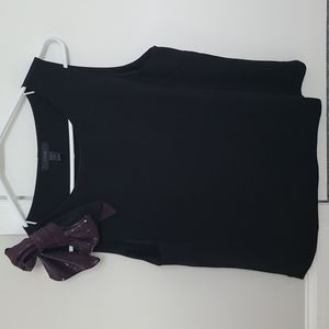 Black tank/blouse with sequined shoulder bow